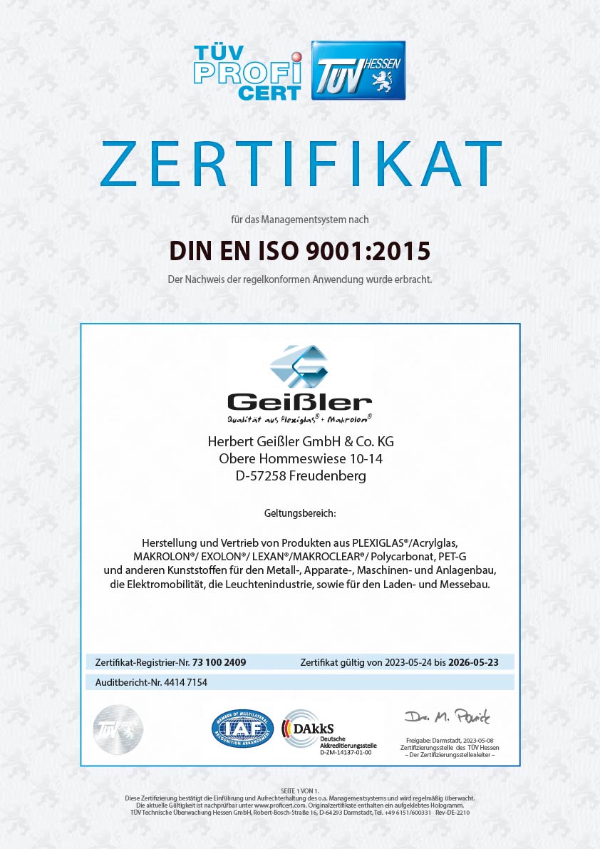 Zertifizierung nach DIN EN ISO 9001:2015